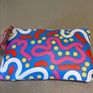ipsy Blue Multicolor Abstract Cosmetic Bag